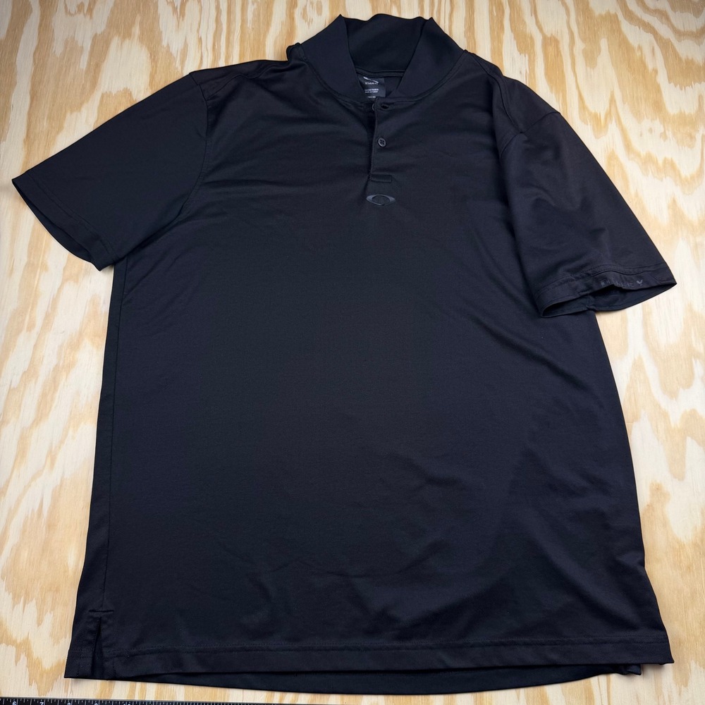 Oakley Bomber Collar Polo Center Logo Black Tech Men's Large